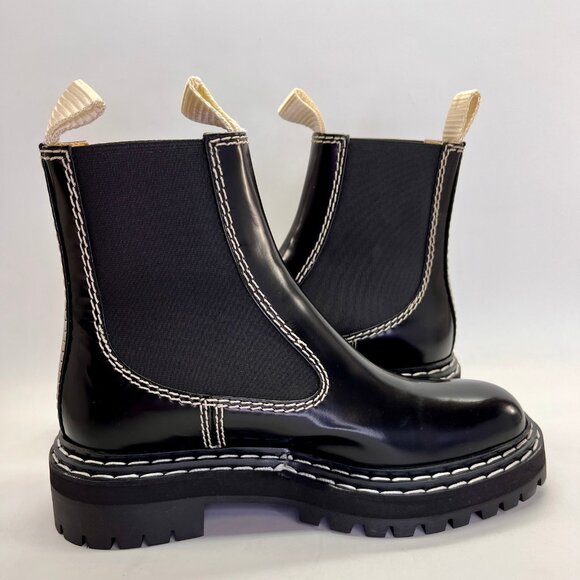 Proenza Schouler Brushed Calf Chelsea Boot Size 37.5 Black Lug Sole Ankle Boots - Picture 7 of 16